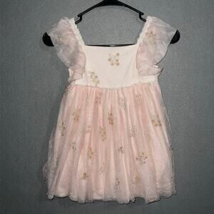 Tahari Dress Toddler Girl 4T Floral Blush Pink Lace Elegant Wedding Party